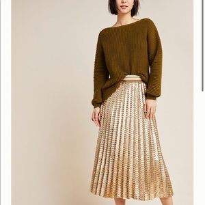 NWOT Anthropologie gold sequin midi skirt